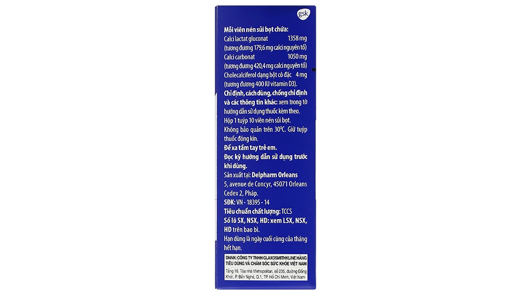 Viên nén sủi bọt CalSource Sandoz 600 + Vitamin D3 trị loãng xương tuýp 10 viên - 4